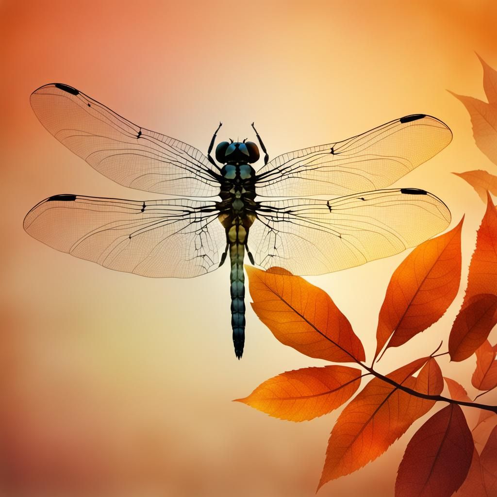 Dragonfly Double Exposure in Autumnal Hues