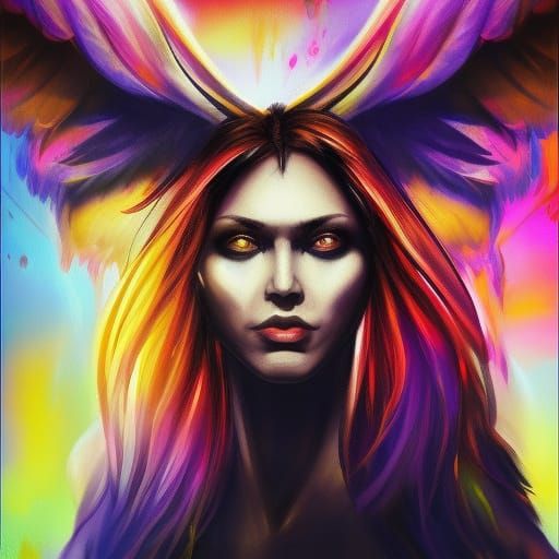 Dramatic Portrait of Angel of Darkness