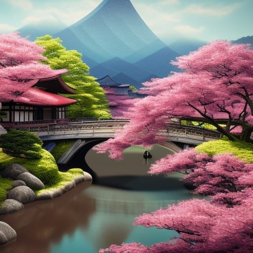 Kyoto in Spring: Detailed Matte Painting