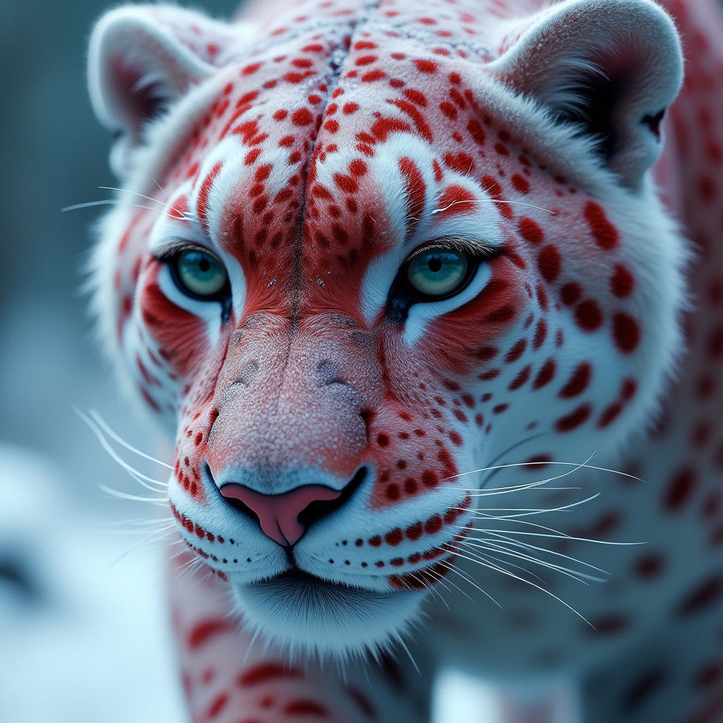 Mythical Snow Jaguar Portrait in Detailed Matte Painting