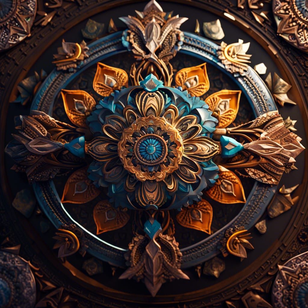 Detailed Mandalas in 3D Game Style
