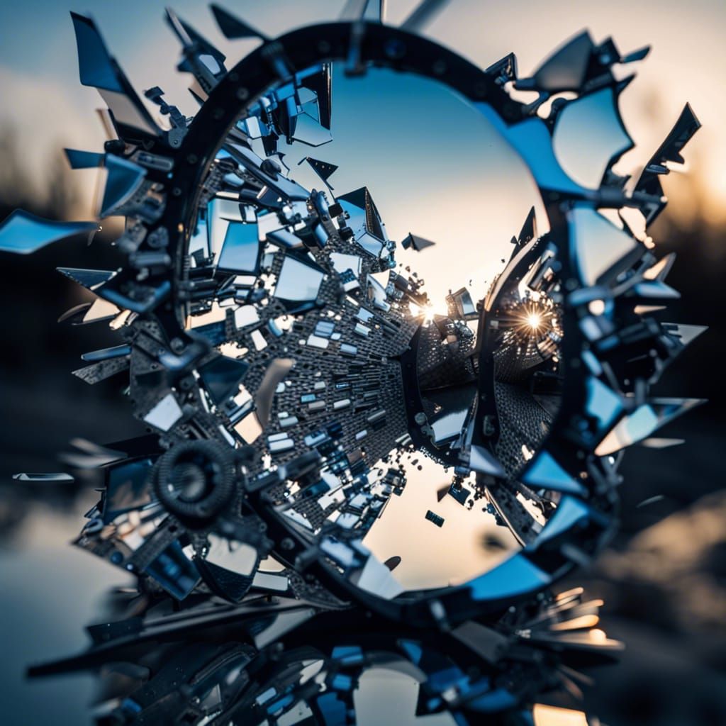Broken Mirror Sunset in Detailed 3D Digital Art