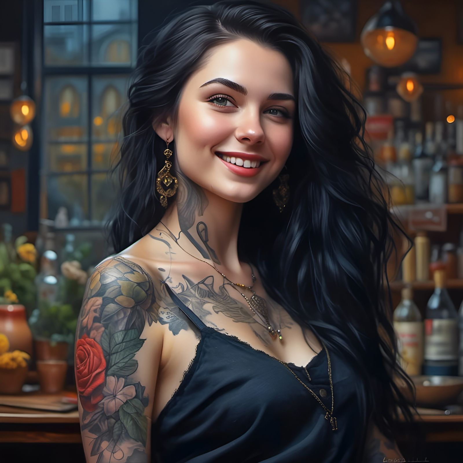 Tattoo Artist in Studio: An Oil Painting
