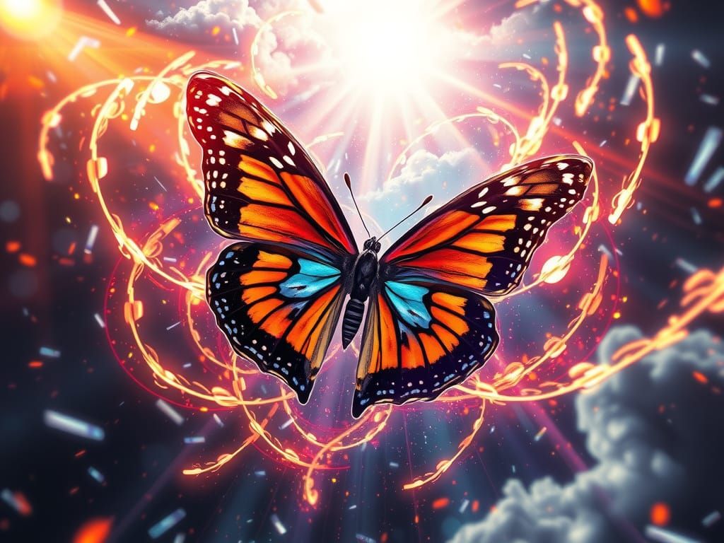 Cosmic Butterfly in Multidimensional Anime Style