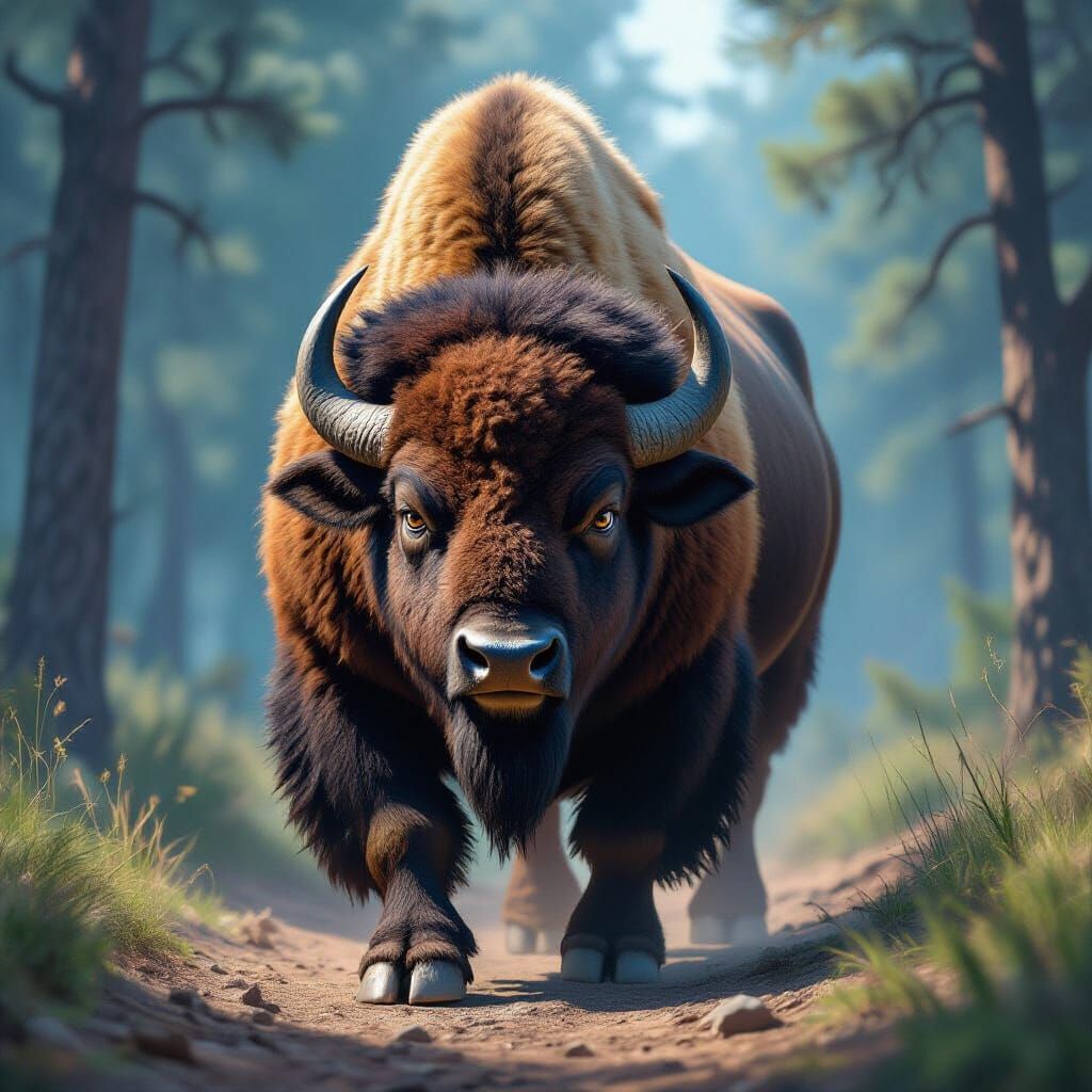 Buffalo in Grassy Plain