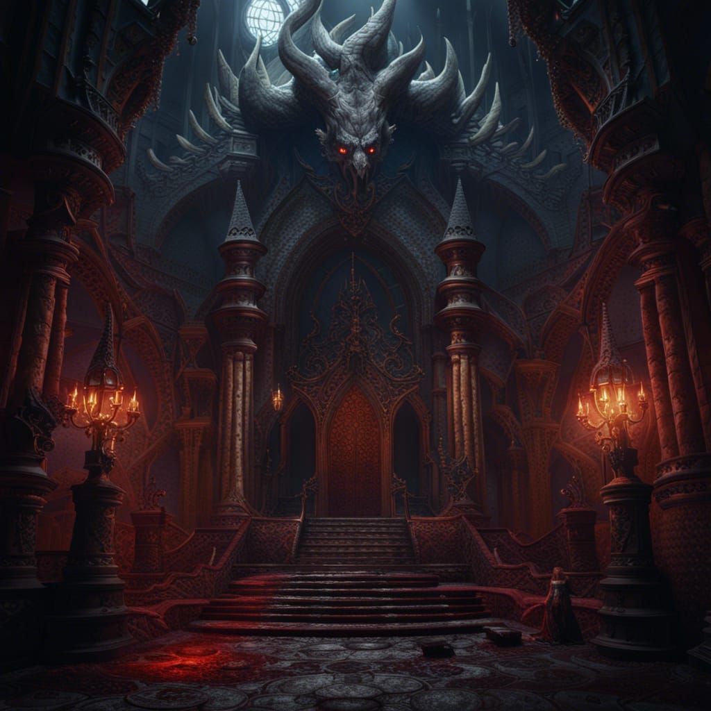 Fantastical Demonic Court: Detailed Matte Painting