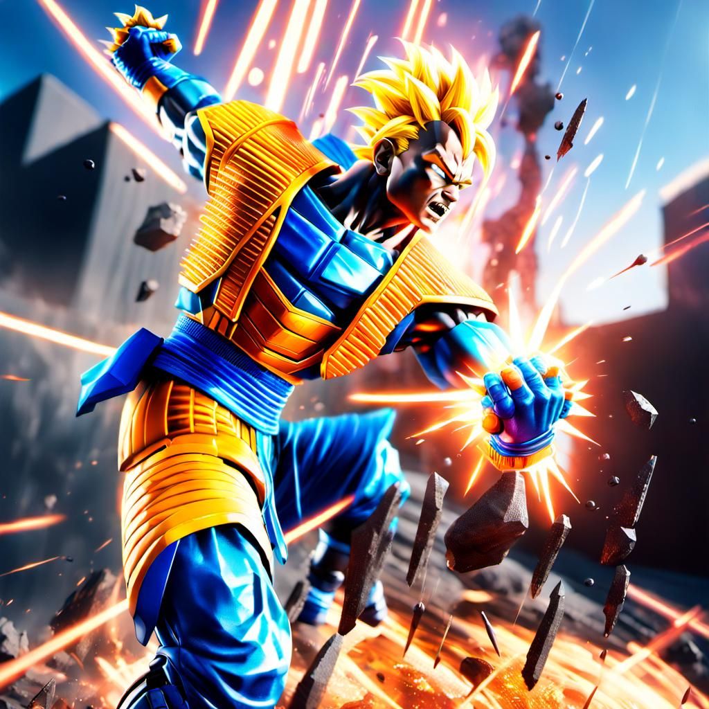 Sci-Fi Super Saiyan Warrior Holding Energy