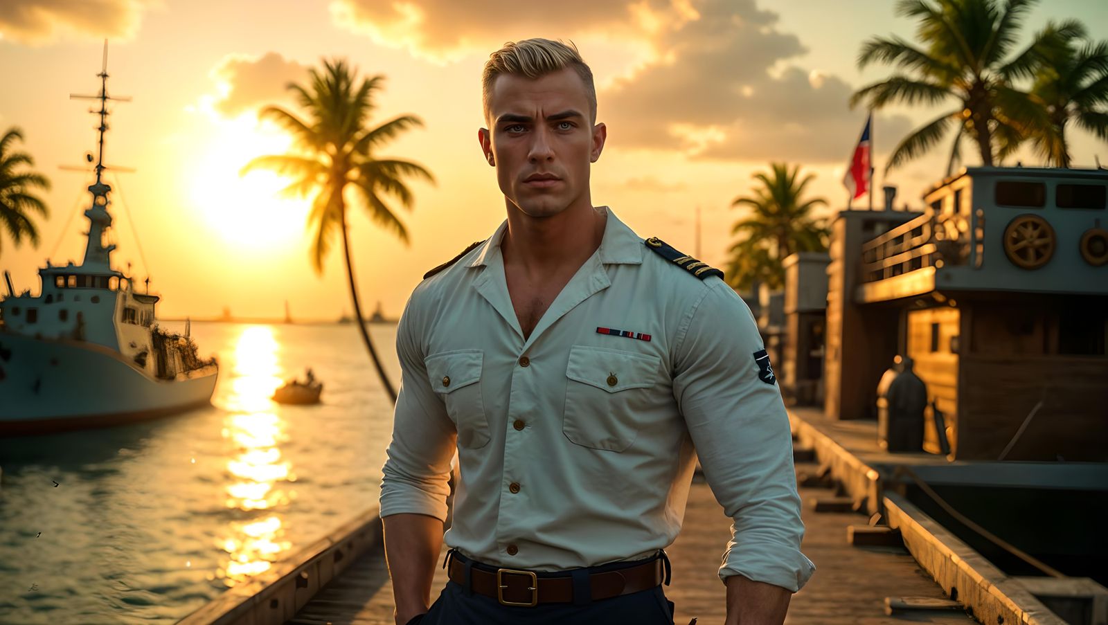 Handsome WWI Sailor in Steampunk Horror Style