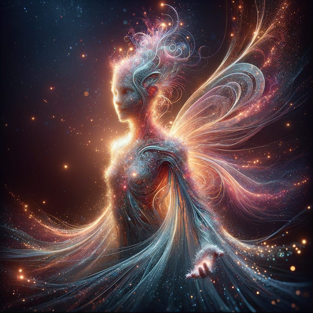 Dreamy Sea Fairy of Water and Light at Sunset