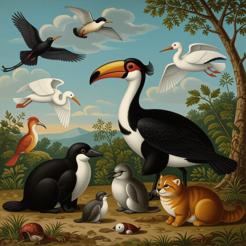 Unextinct Animals in Rousseau and Snyders Style