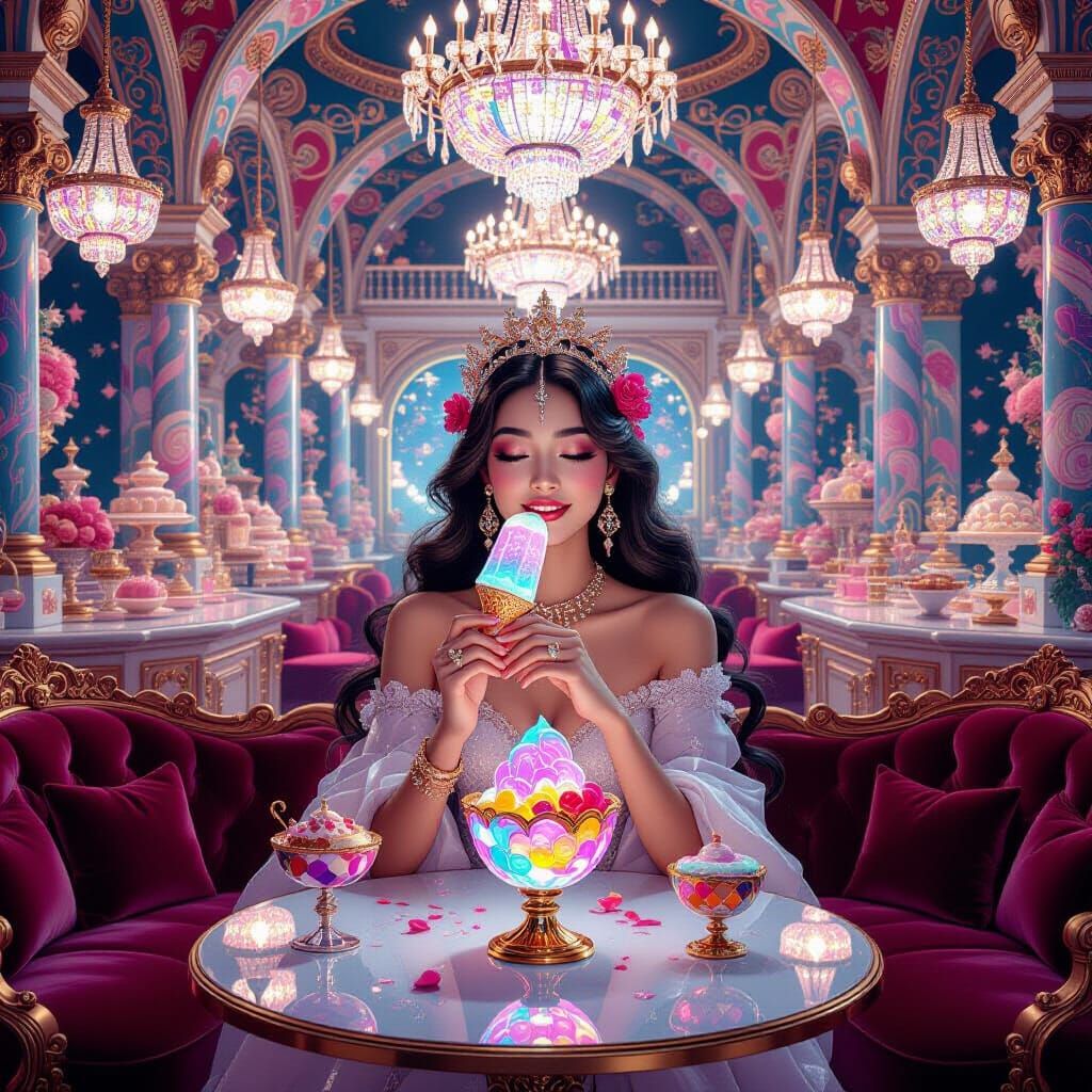 Goddess in a Baroque Ice Cream Parlor