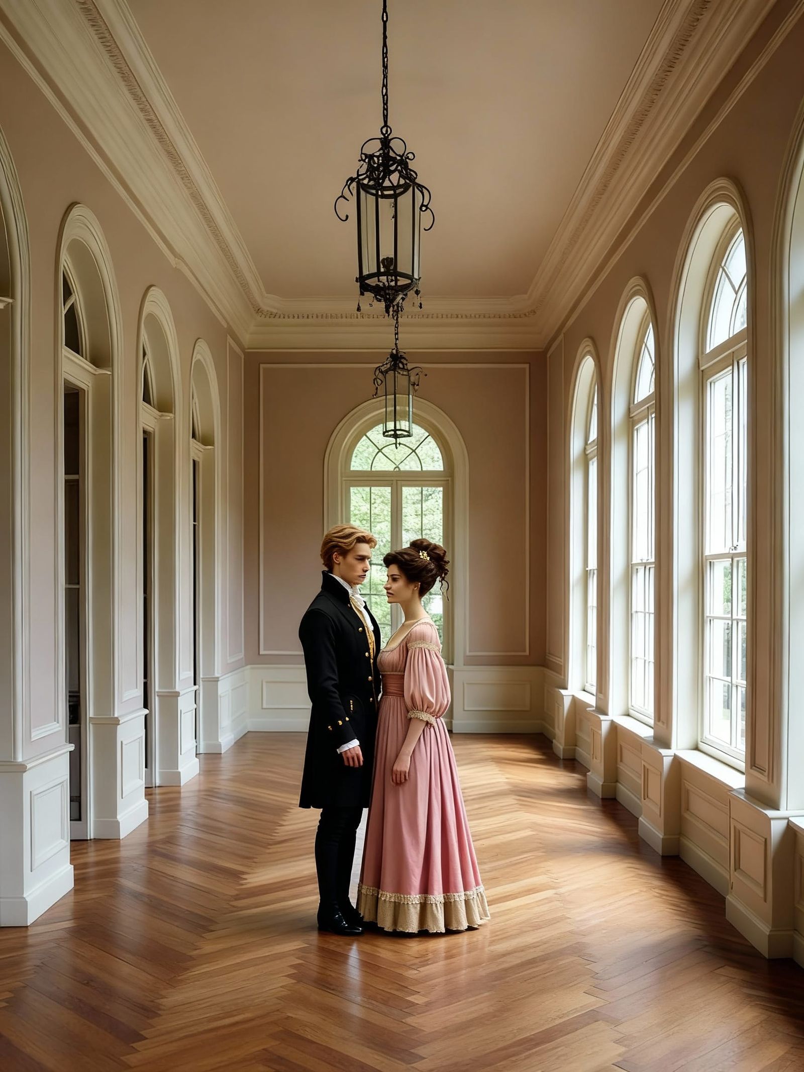 Regency Couple in Palladian Ballroom