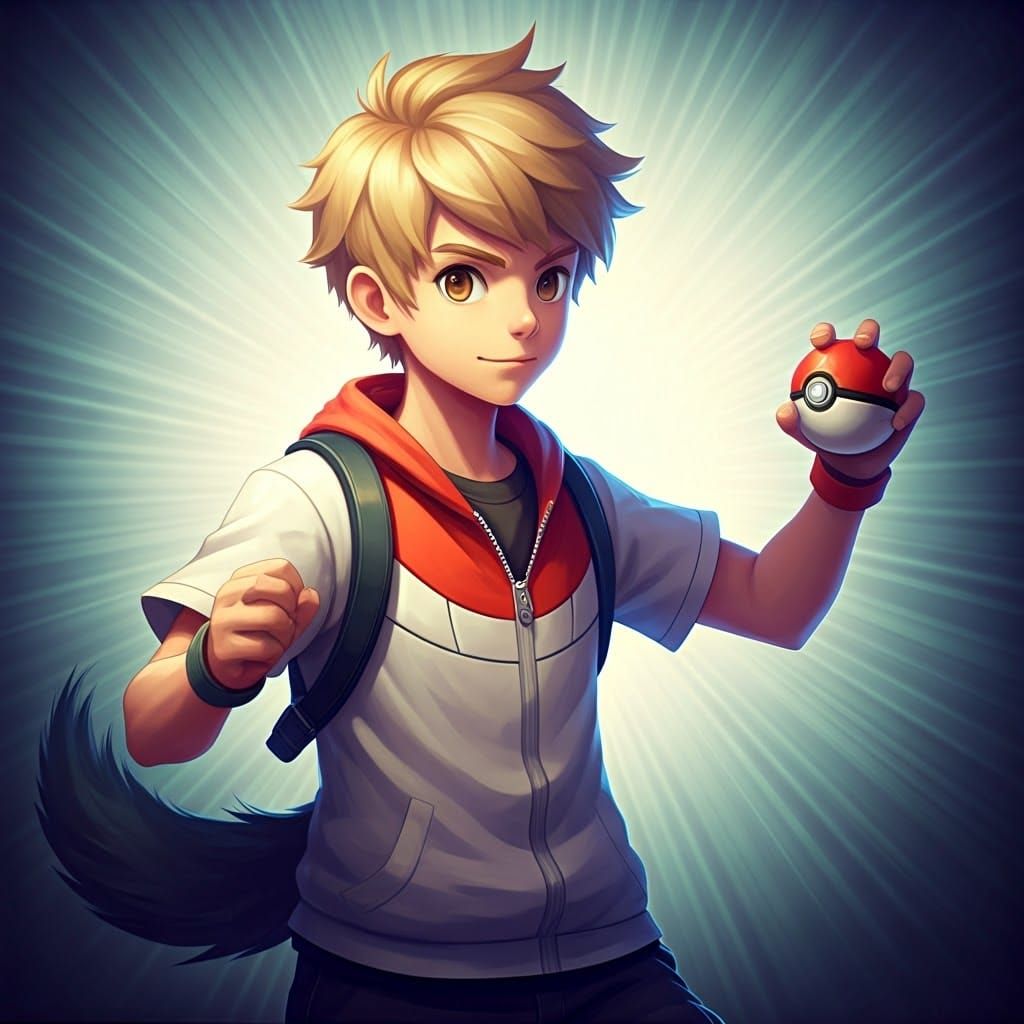 Boy Conquers Pokémon in Vibrant Digital Art