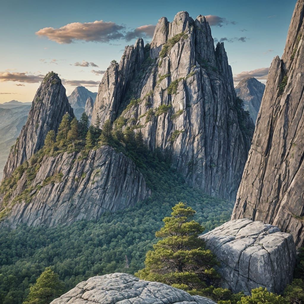 Anthropomorphic Rocky Face in Mountainous Scenery