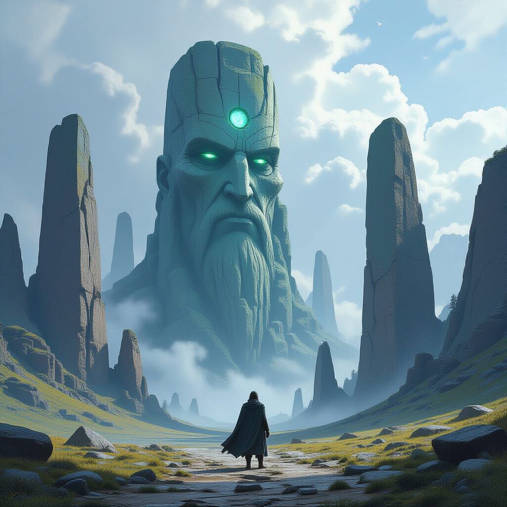 Cyclops Chieftain on Stone-Eye Isle: A Digital Painting