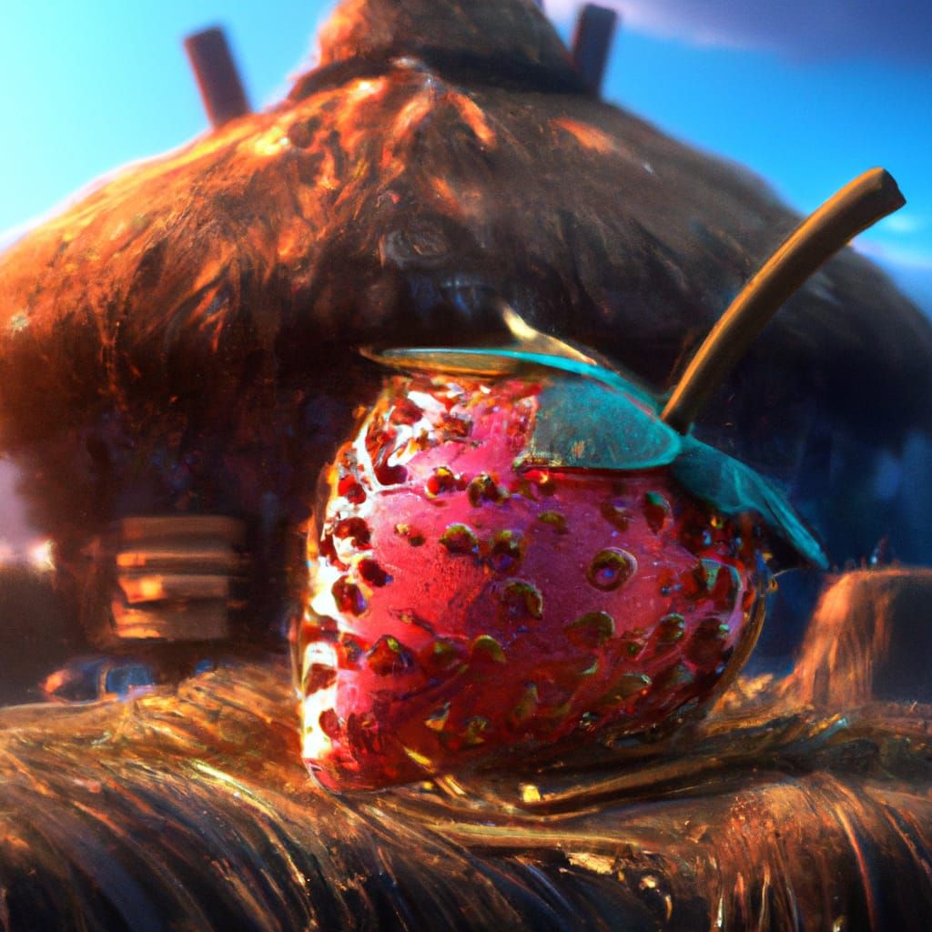Straw Strawberry: Detailed Matte Painting in 8K