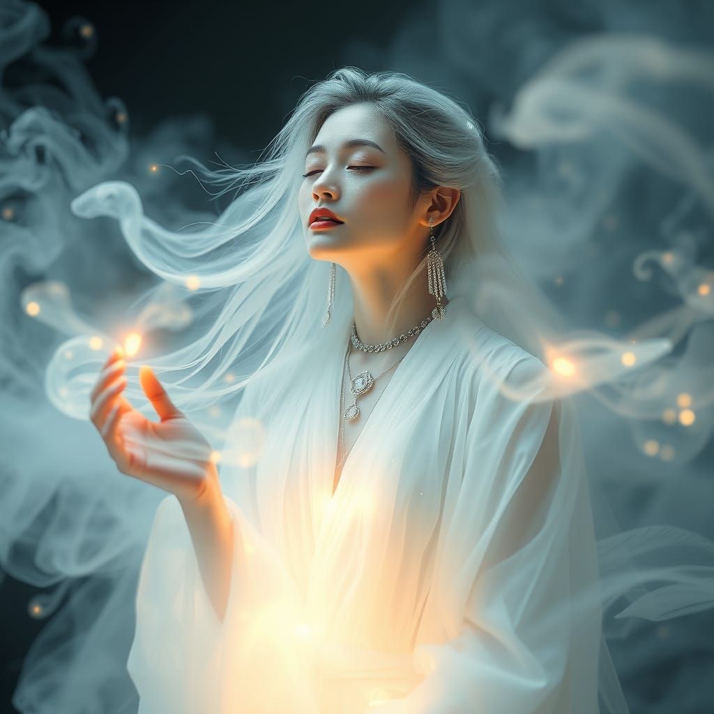 Ethereal Woman in Mystical Ritual