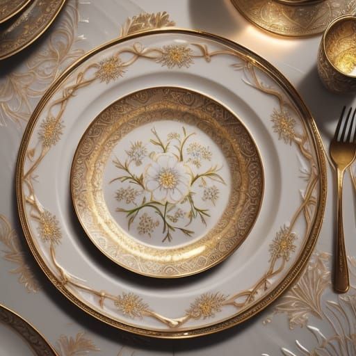 Precious Porcelain Plate with Golden Accents
