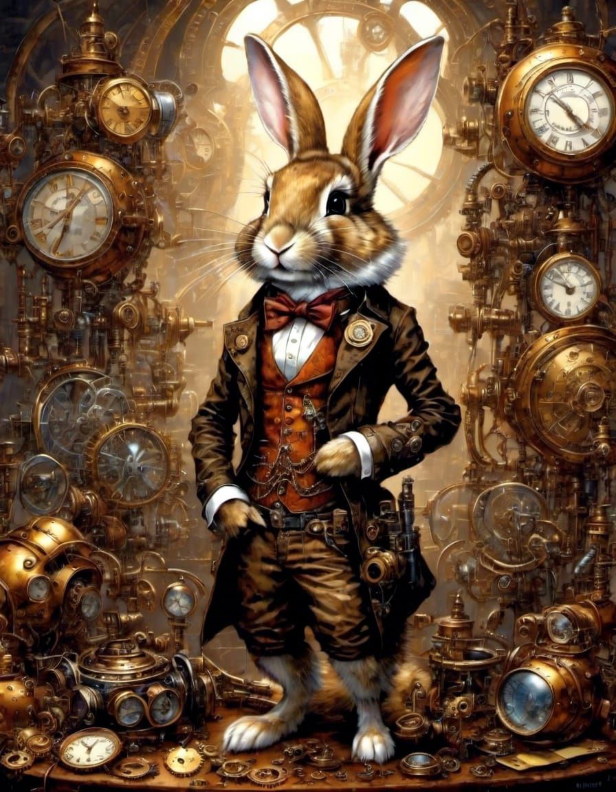 Steampunk Rabbit with Mechanical Details