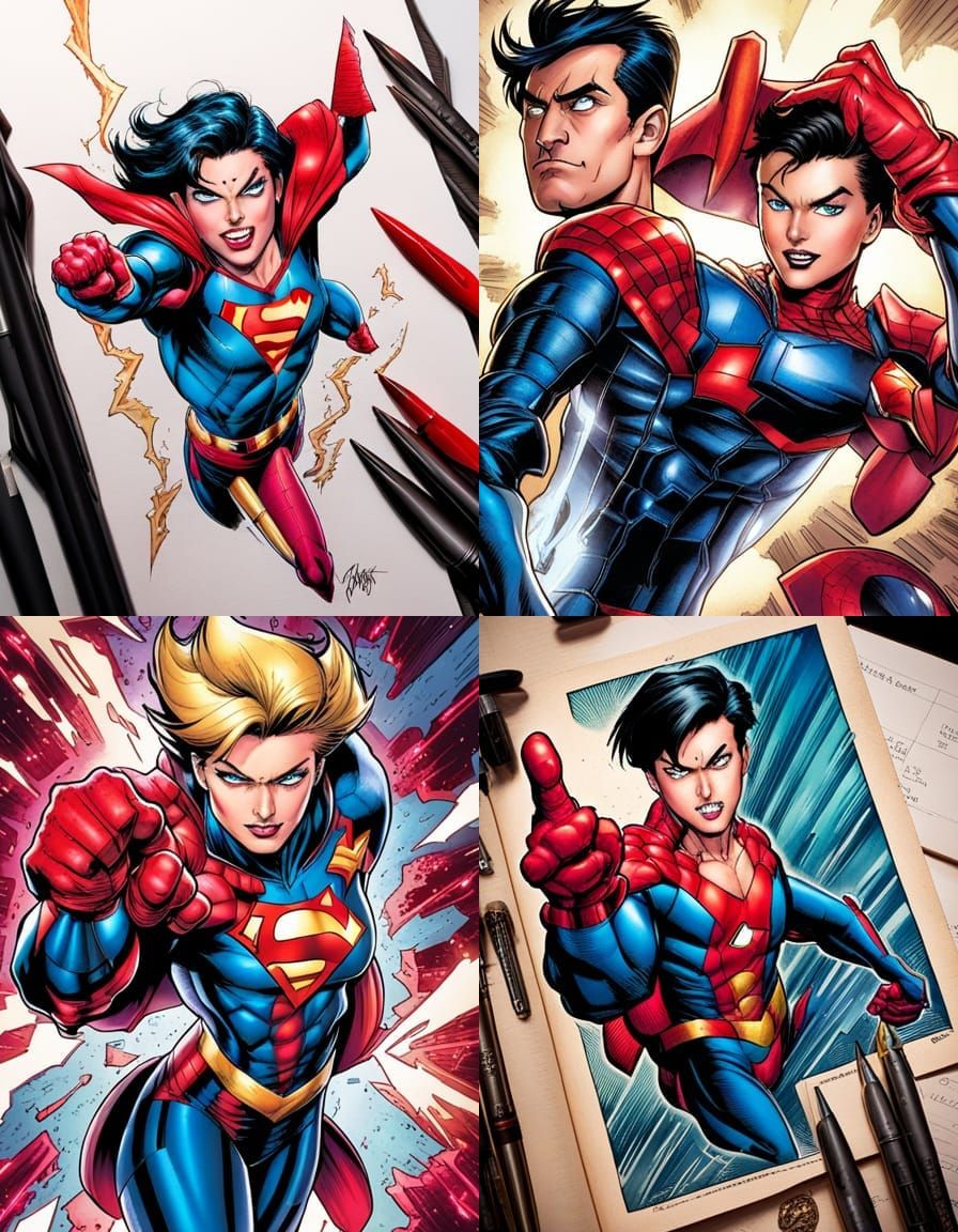 Dynamic Comic Book Art in Superhero Style