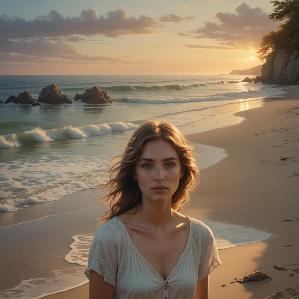 Secluded Beach Sunset: A Nostalgic Summer Romance