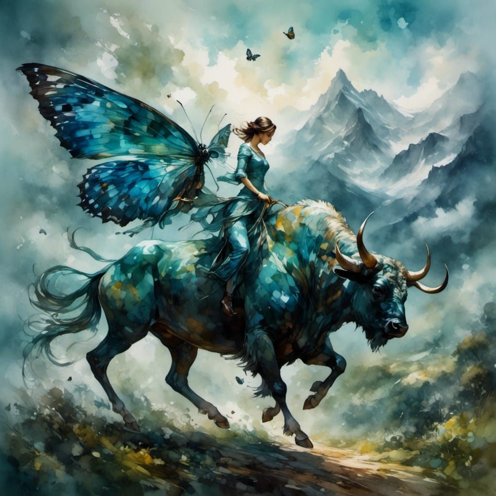 Buffalope with Butterfly Wings: AI Generated Image