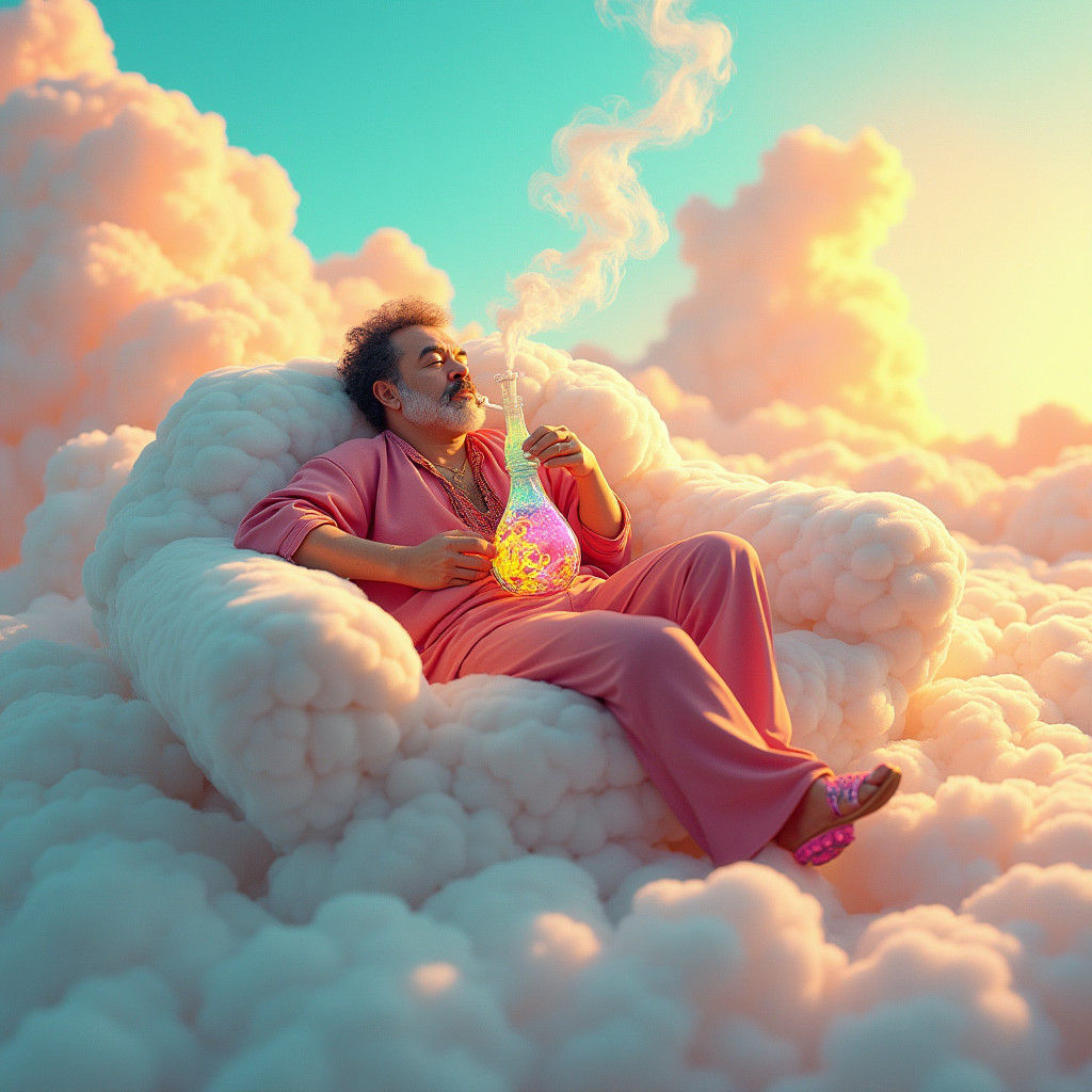 Dreamy Cloud Couch Smoker in Fantasy Art Style