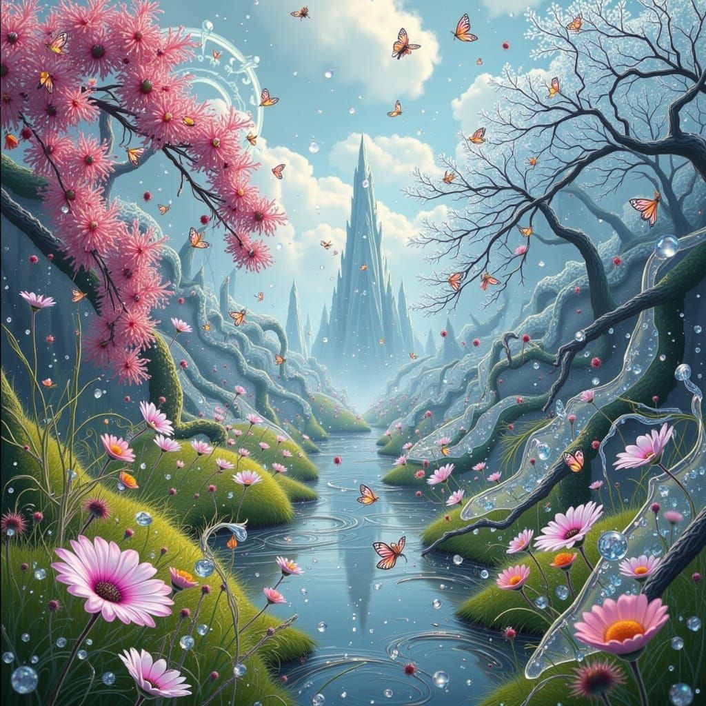 Two Worlds Collide: Icy Frost Meets Vibrant Flora