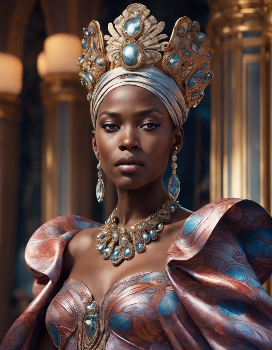 Regal African Queen in Ethereal Beauty