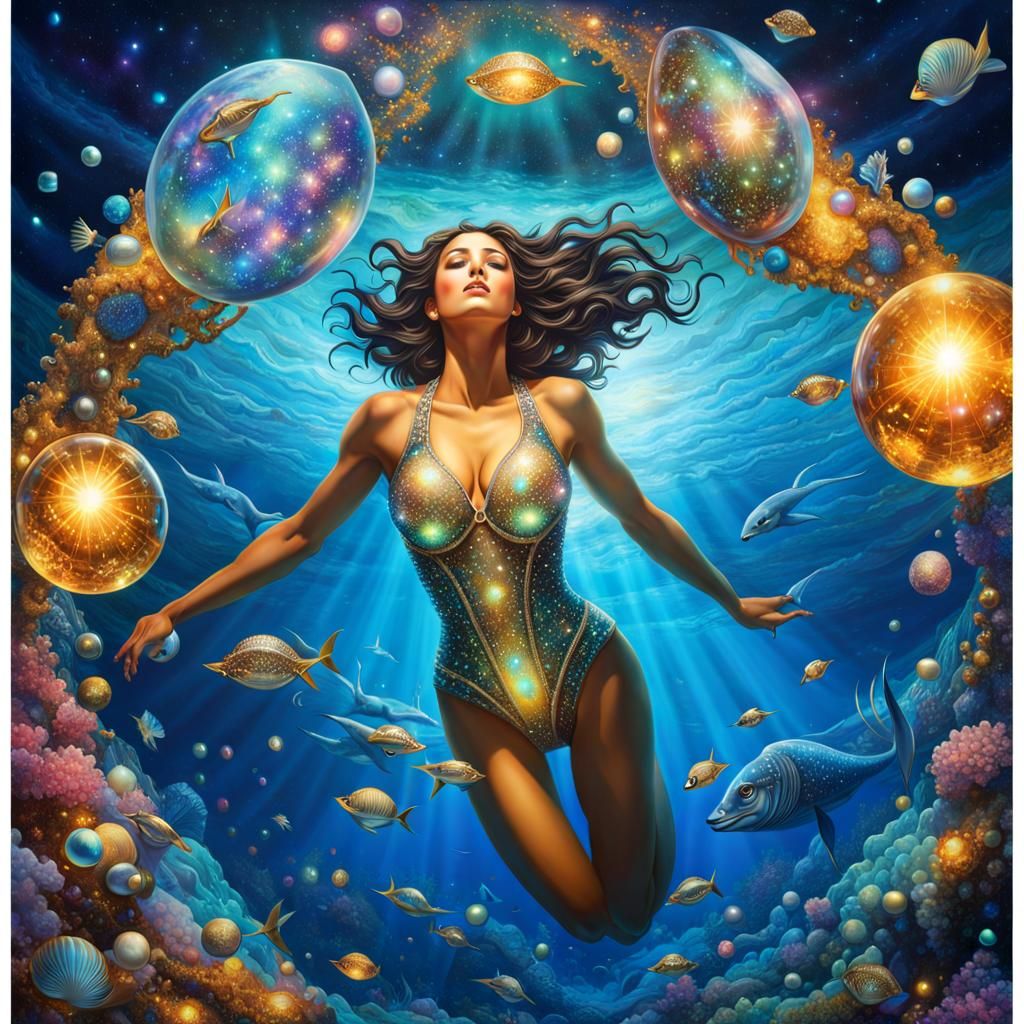 Galactic Ocean Diver in Dreamcore Style