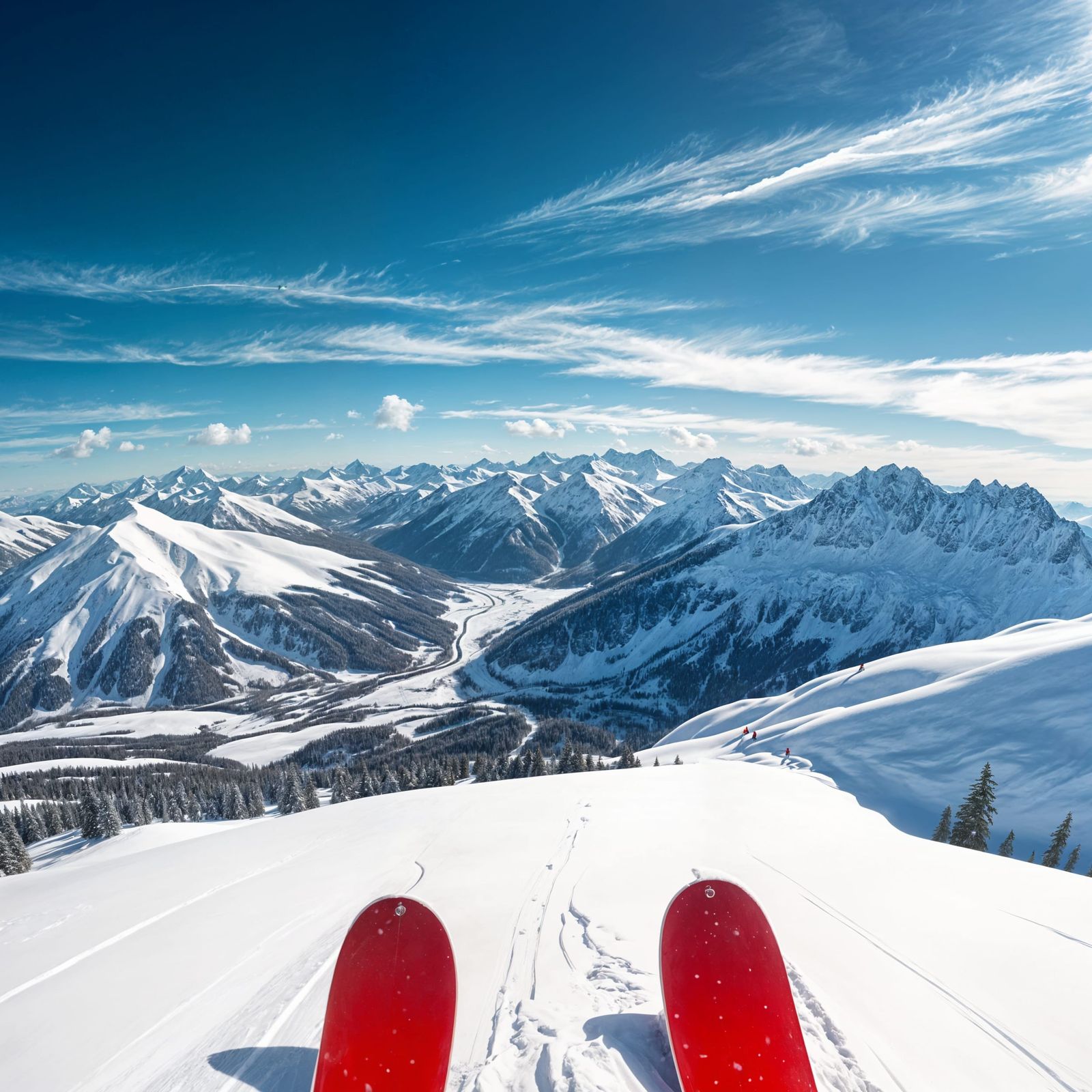 Thrilling Mountain Slope Descends into Serene Valley