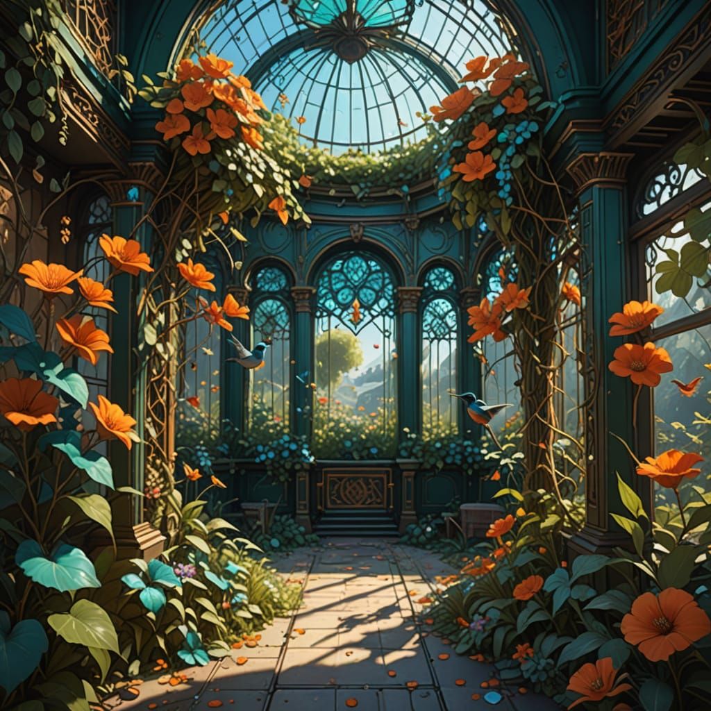 Ecstatic Aviary of Oath-Birds in Hyperdetailed Digital Art