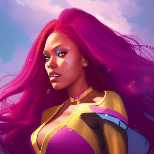 Starfire Portrait in Hyperdetailed Art Nouveau Style