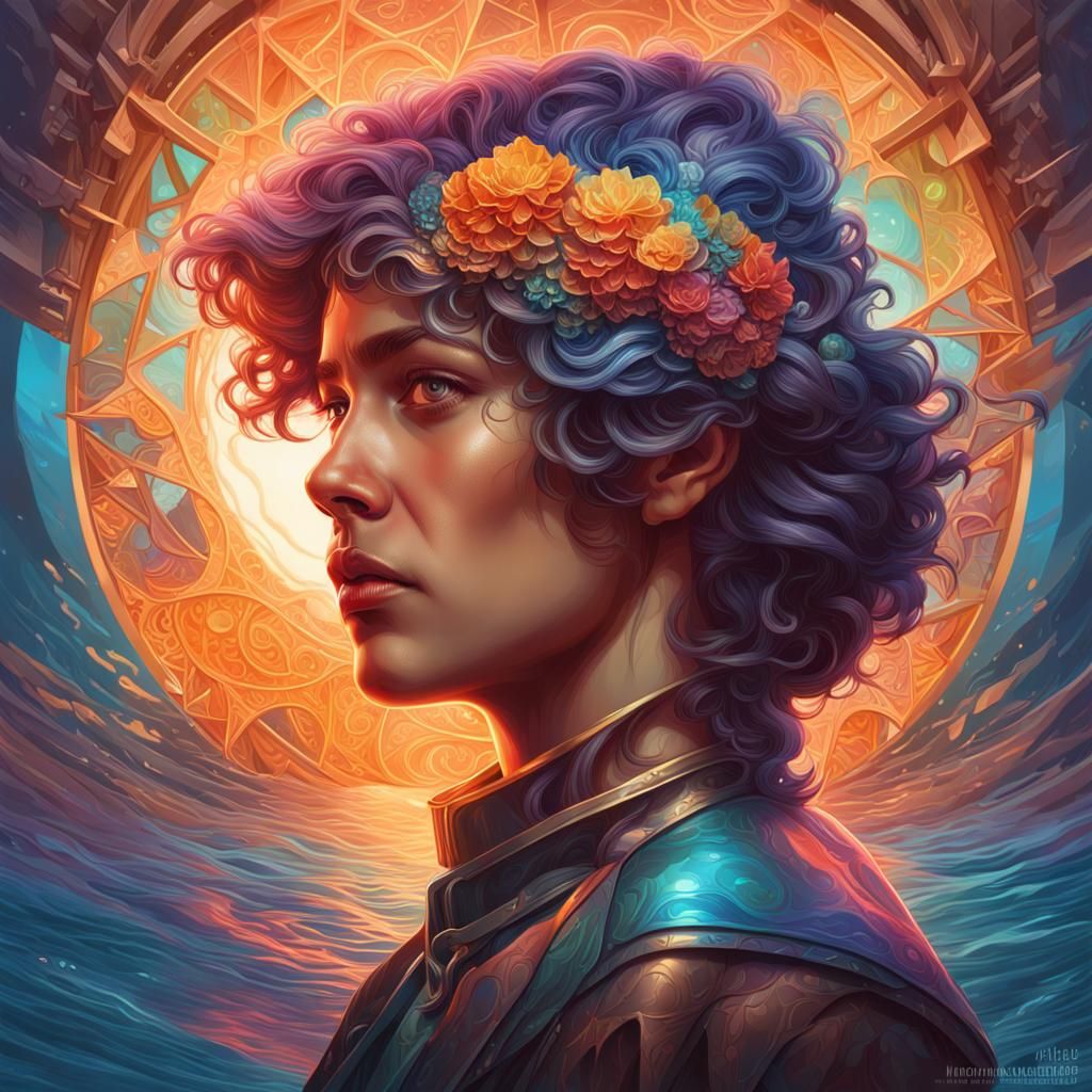 Intense Portrait in Art Nouveau Inspired Style