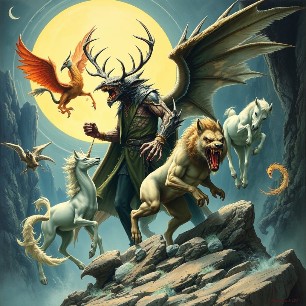 Mythical Creatures in Mystical Realm: Fantasy Art