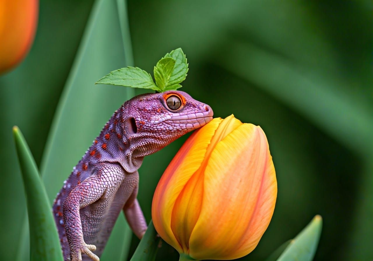 Wildlife Portrait of a Small Purple Lizard