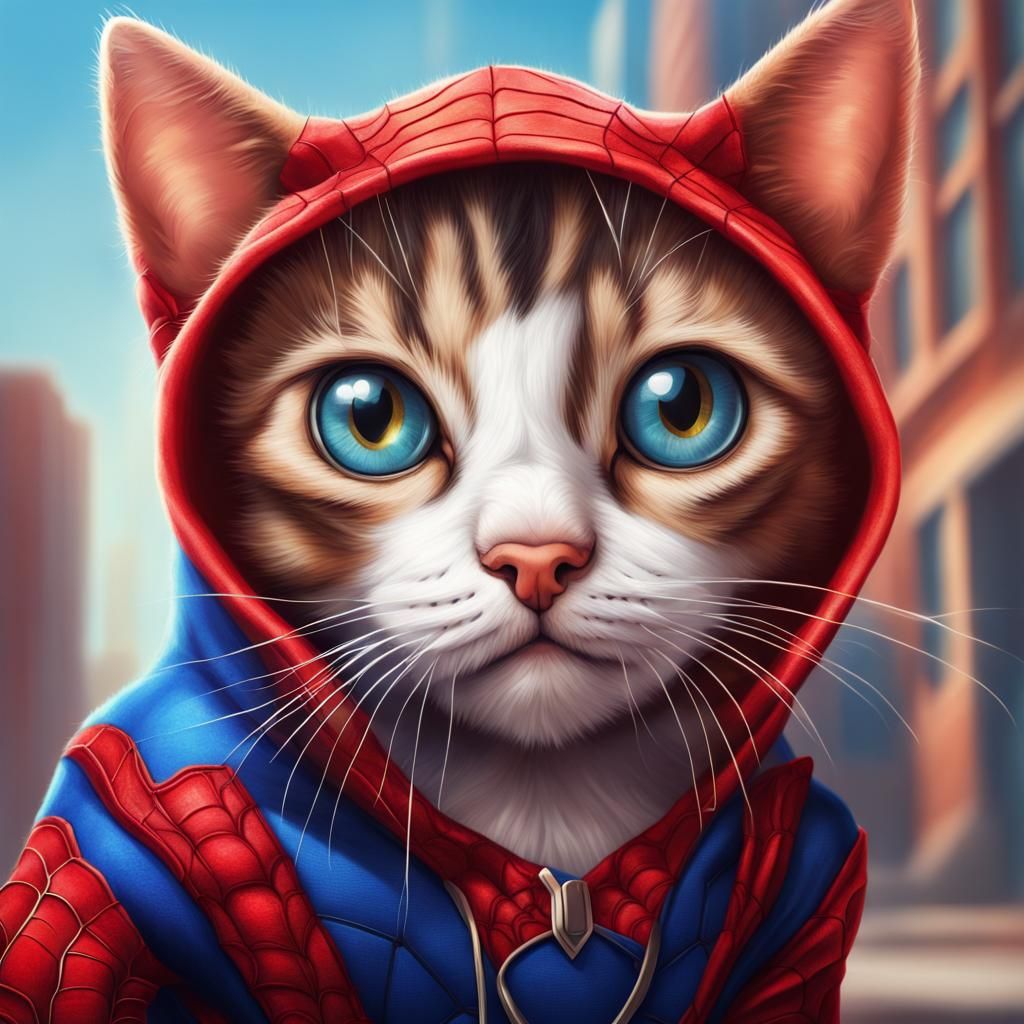 Cat as Spiderman: Hyperrealistic Concept Art