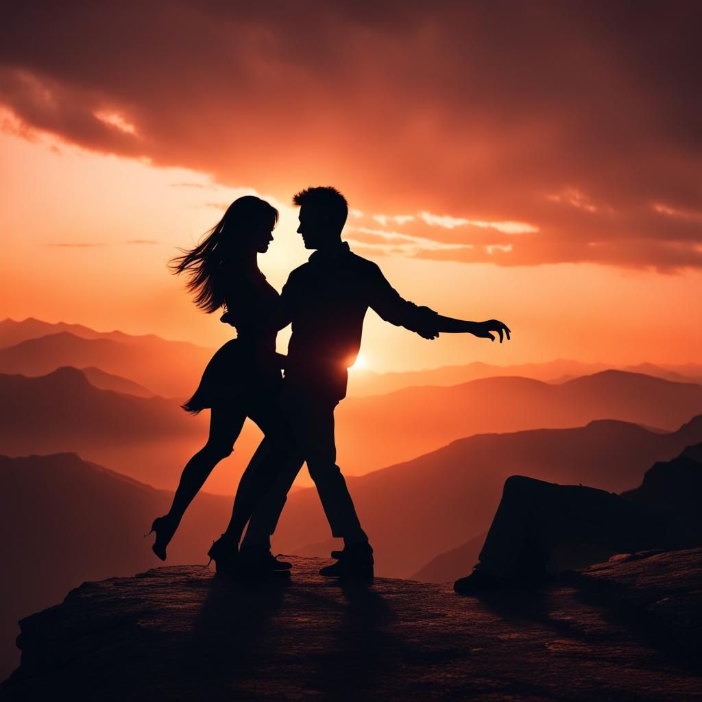Romantic Silhouette Dance at Sunset