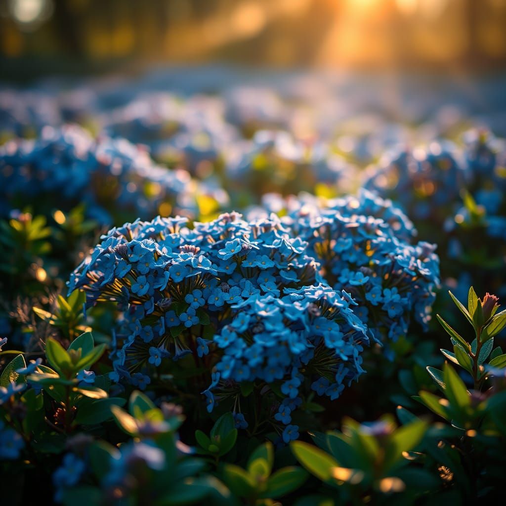 Forget-Me-Nots in a Dreamlike, Cinematic Landscape