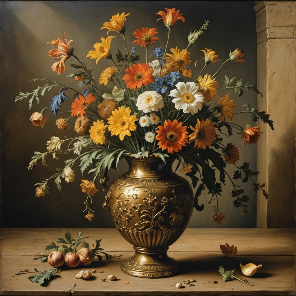 Vase in Netherlandish Realism Style