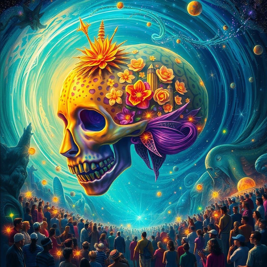 Leopard Queen Enthroned in a Swirling Dreamscape