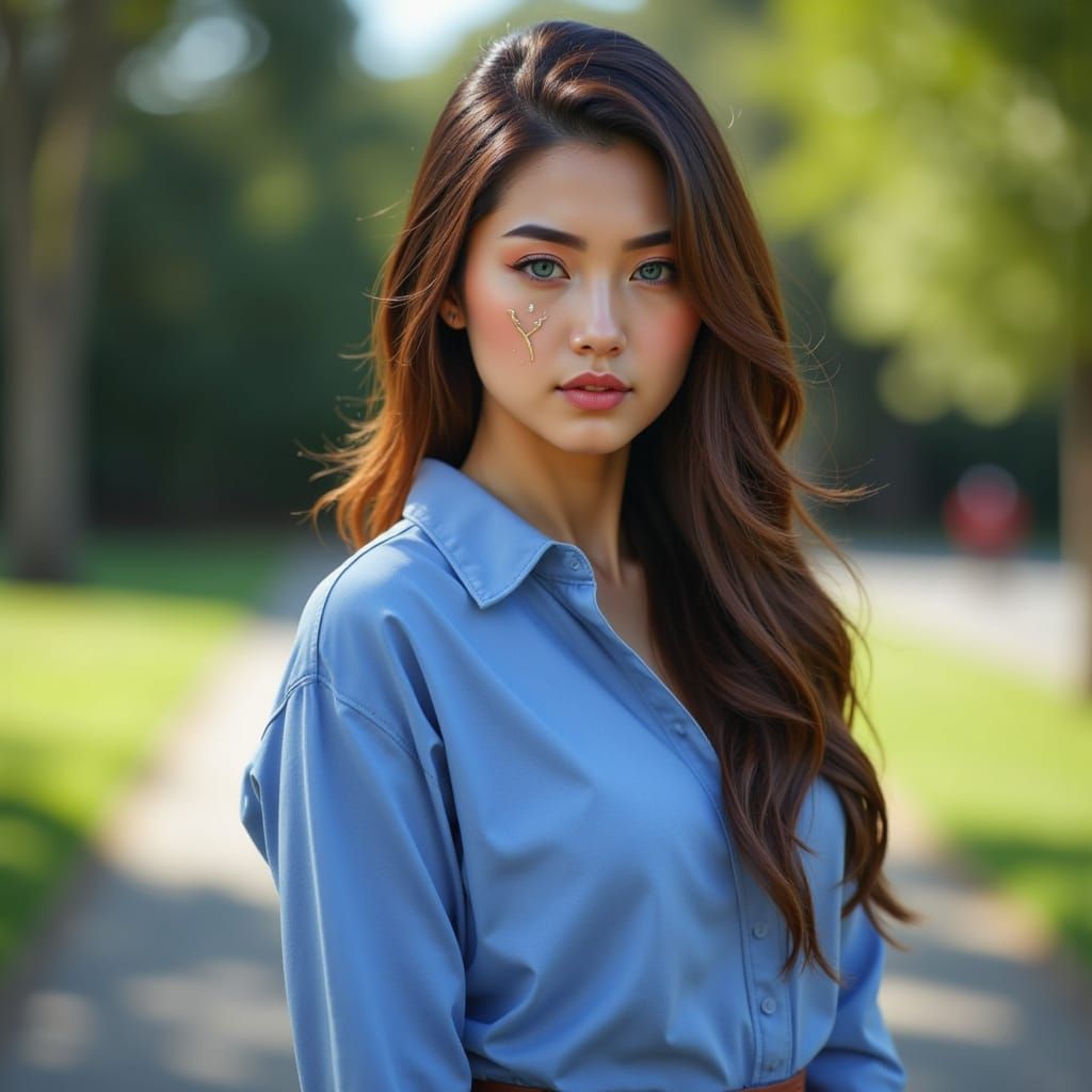 Gorgeous Woman With Scar Outdoors On Sunny Day