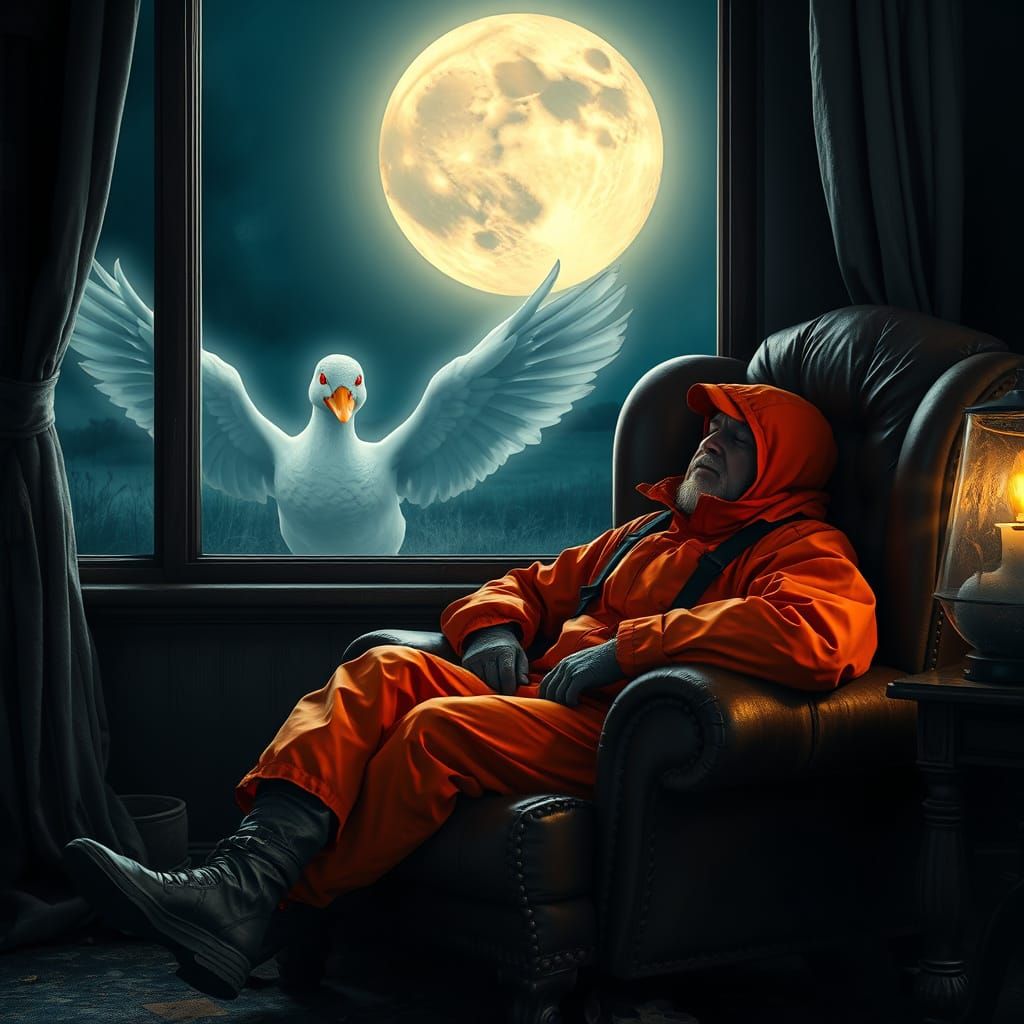 Serene Hunter Haunted by Ghostly Duck