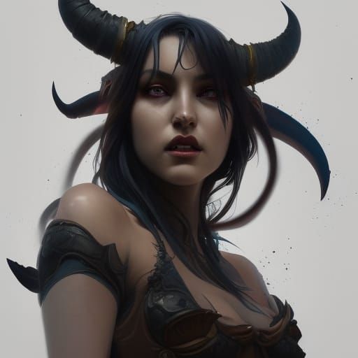 Demoness Portrait in Hyperdetailed Style