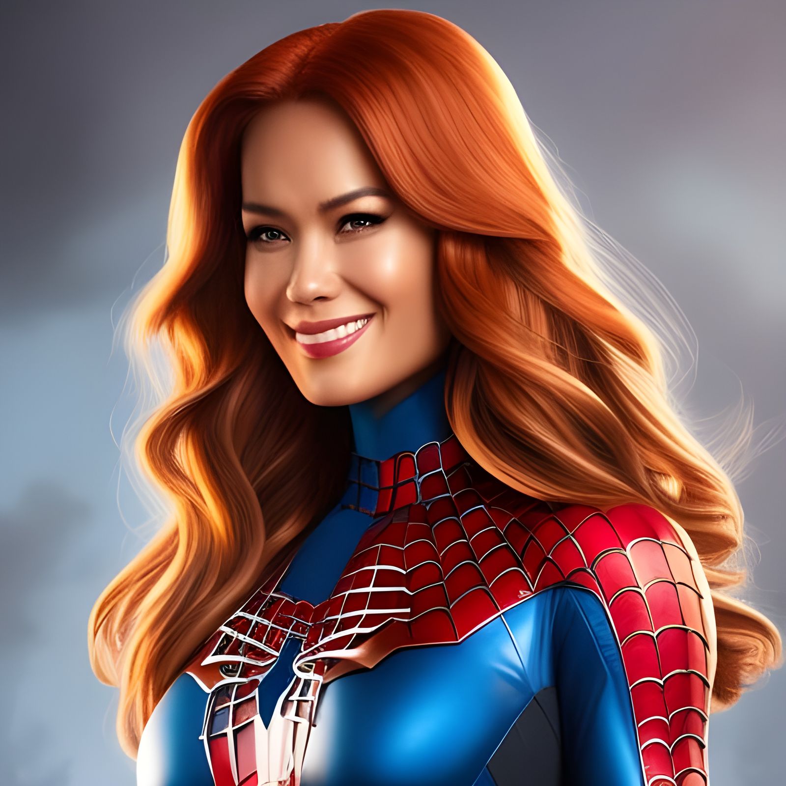 Mary Jane as Spider-Woman: Hyperrealistic Marvel Portrait