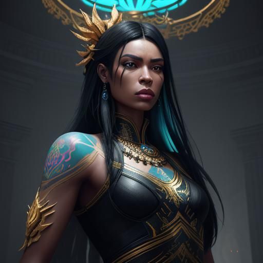 Anthropos Portrait in Ornate Hall, Digital Art Style