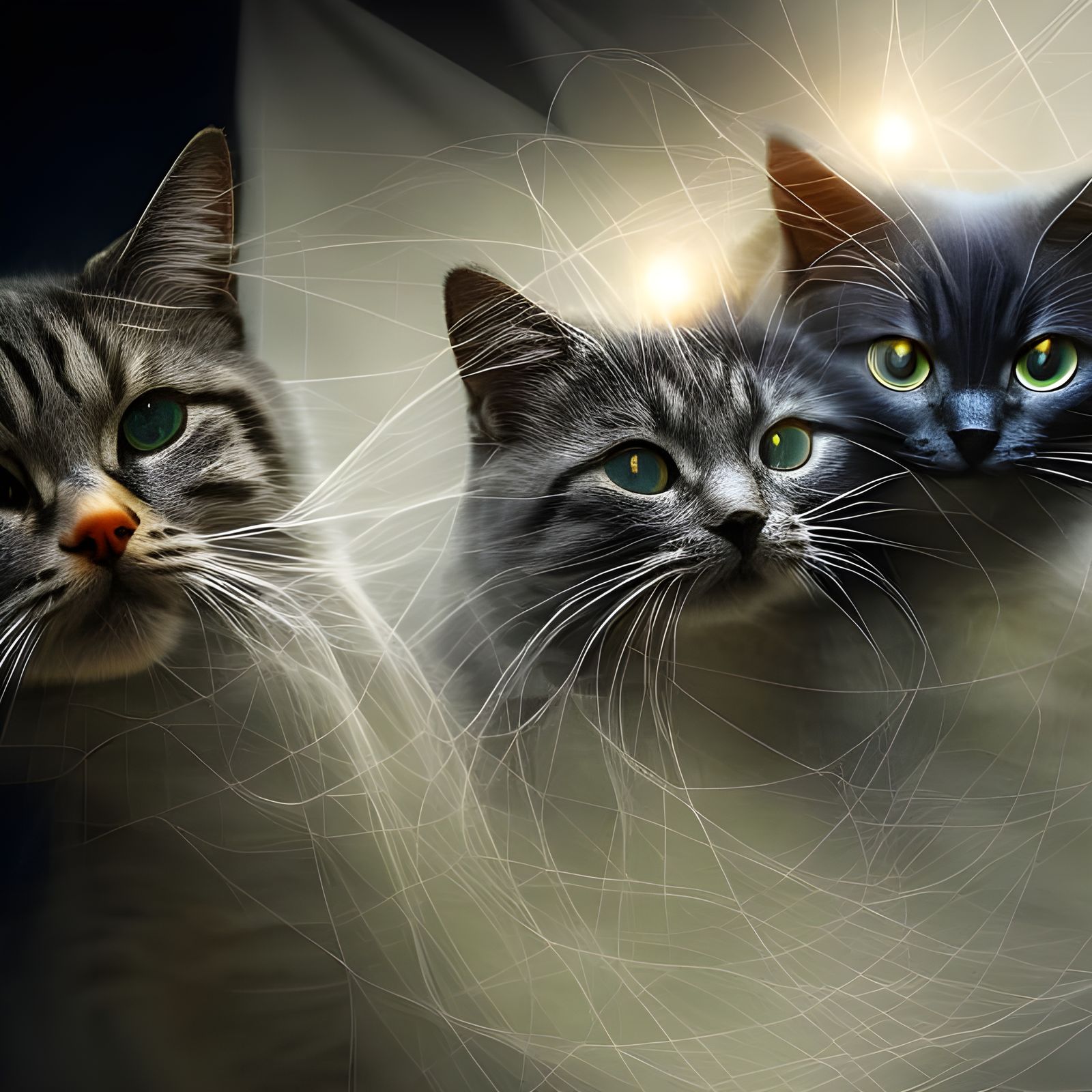 Cats on Antique Furniture in Dreamlike Style