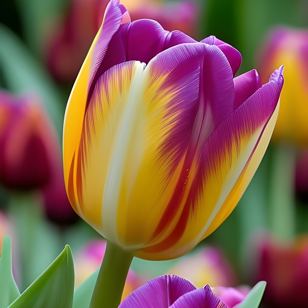 Hyperdetailed Close-Up of a Colorful Tulip in 8K