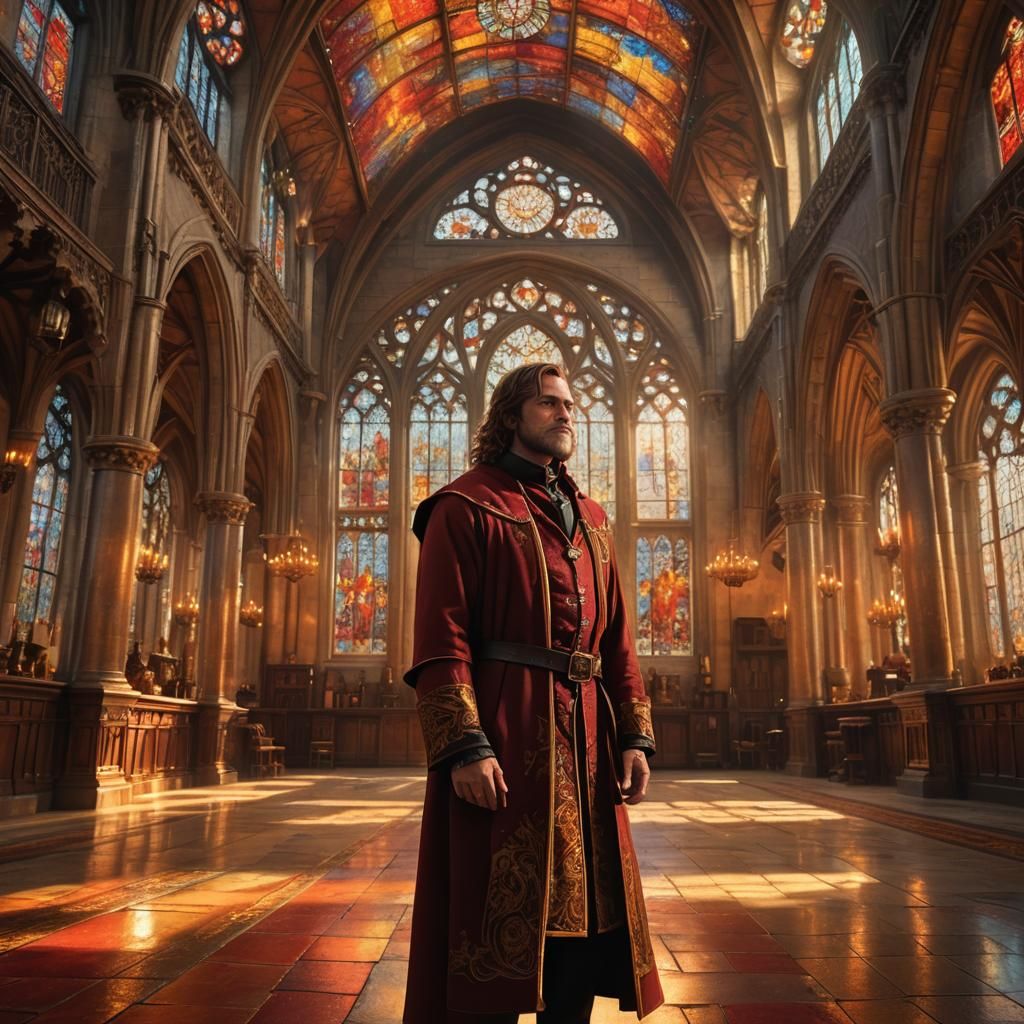 Godric Gryffindor Portrait in Ornate Hall