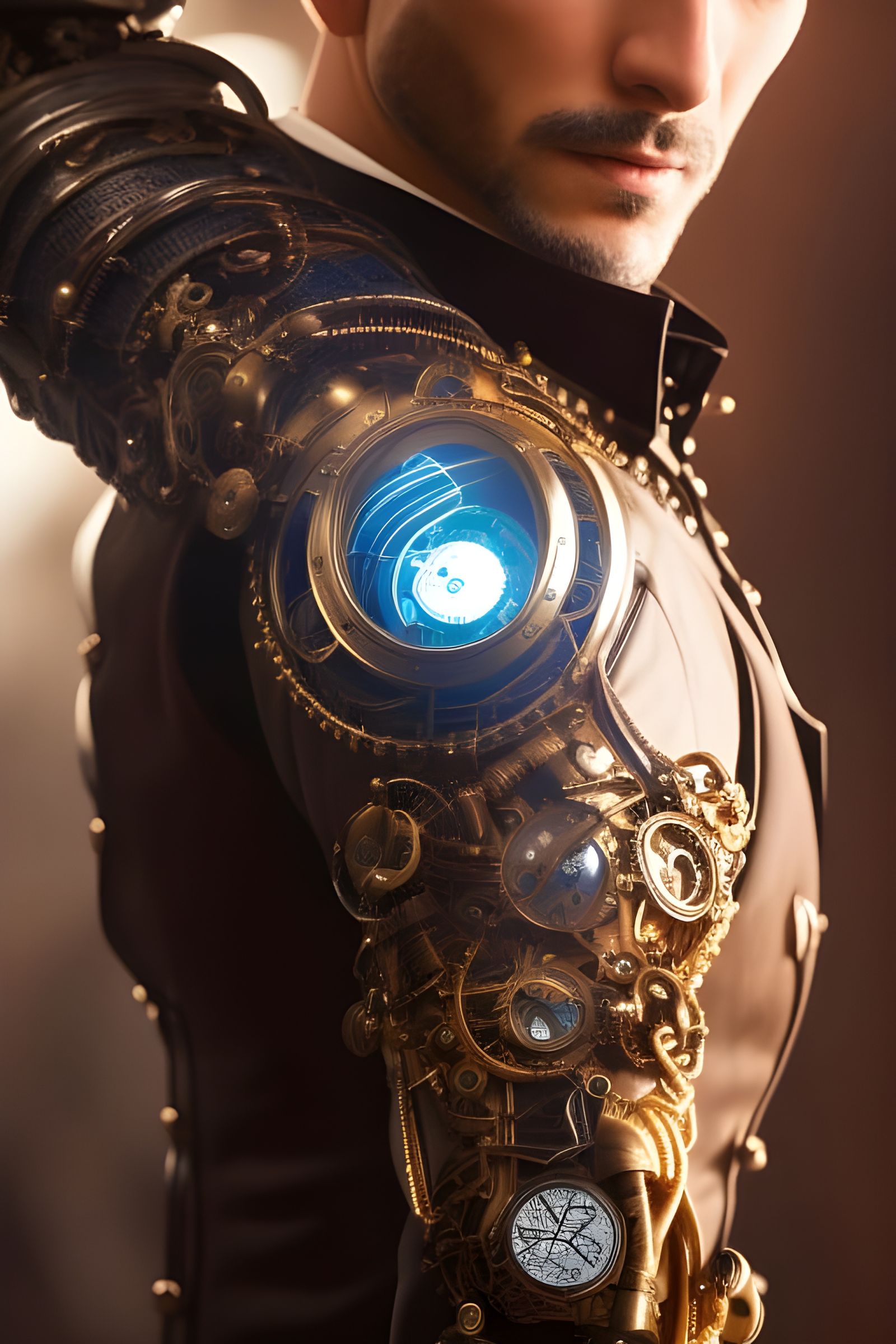 Steampunk Portrait: Man with Victorian Suit and Implant Arm